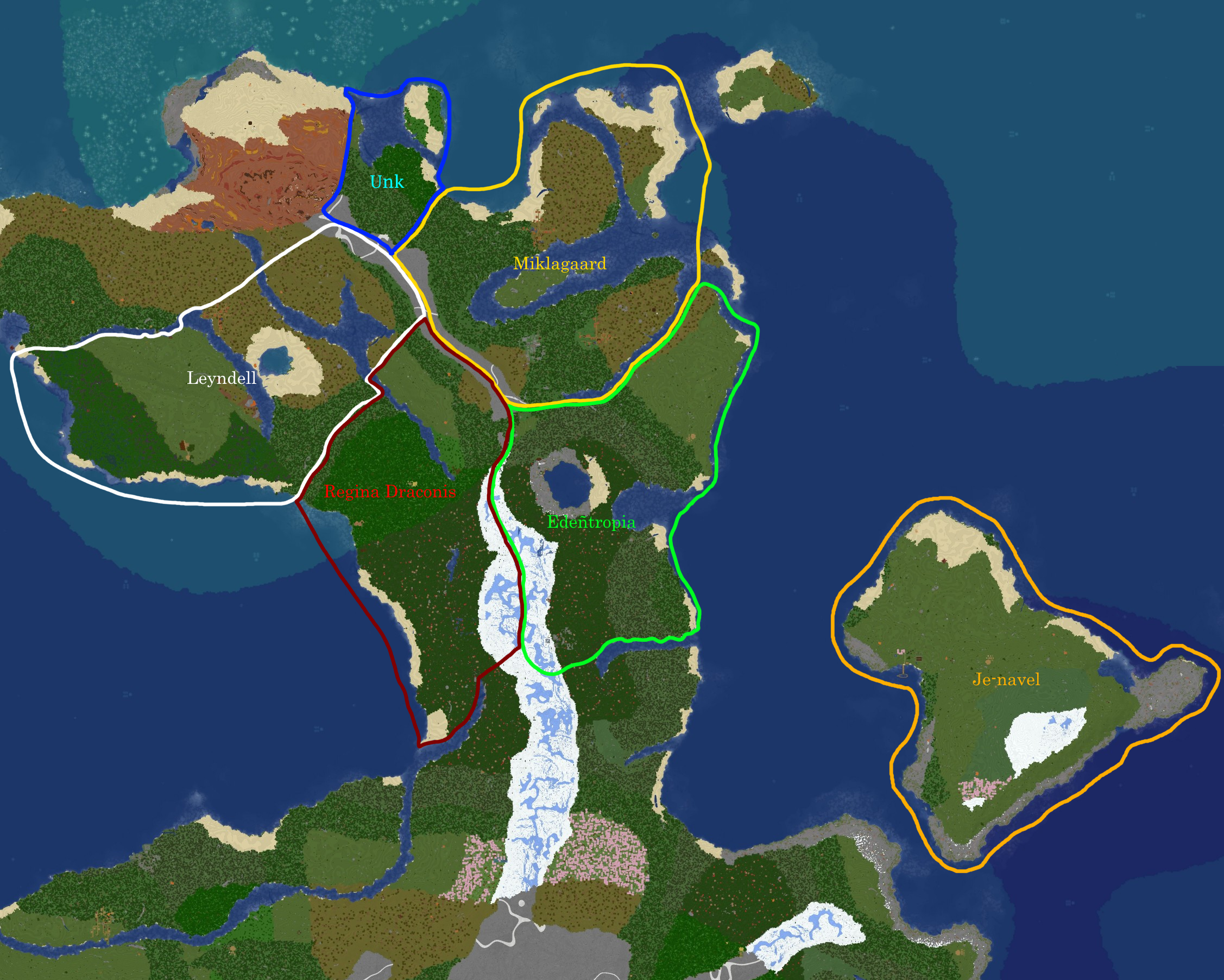 Landkaart met grenzen uit Minecraft