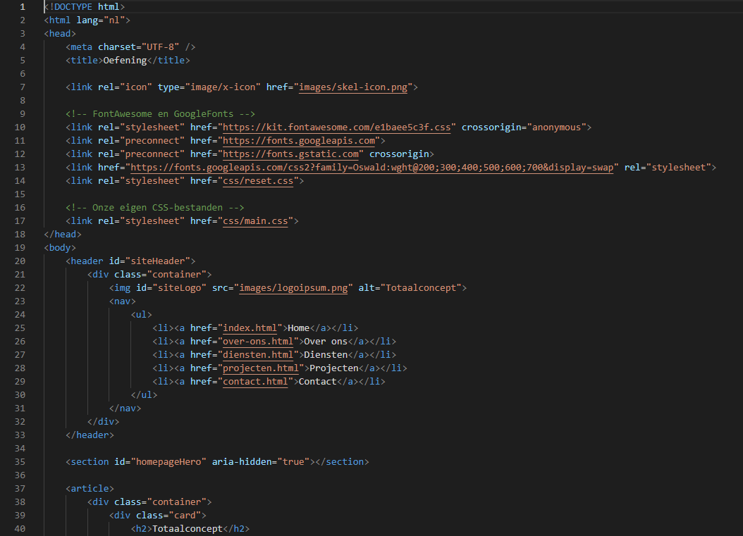 HTML code in een edditor