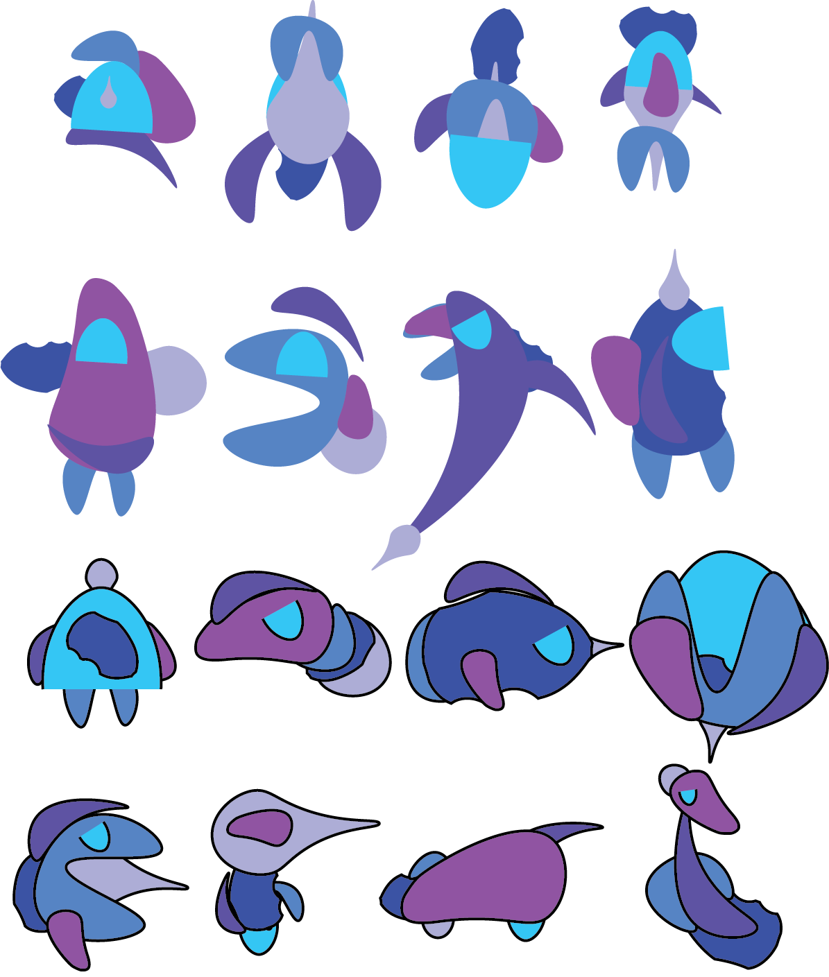 Verschillende figuren op basis van de zeflde vormen en kleuren