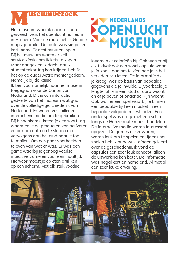 Eerste pagina van het Excursieverslag